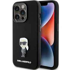 Чехол Karl Lagerfeld Silicone Ikonik Metal Pin для iPhone 15 Pro Max Black (KLHCP15XSMHKNPK)