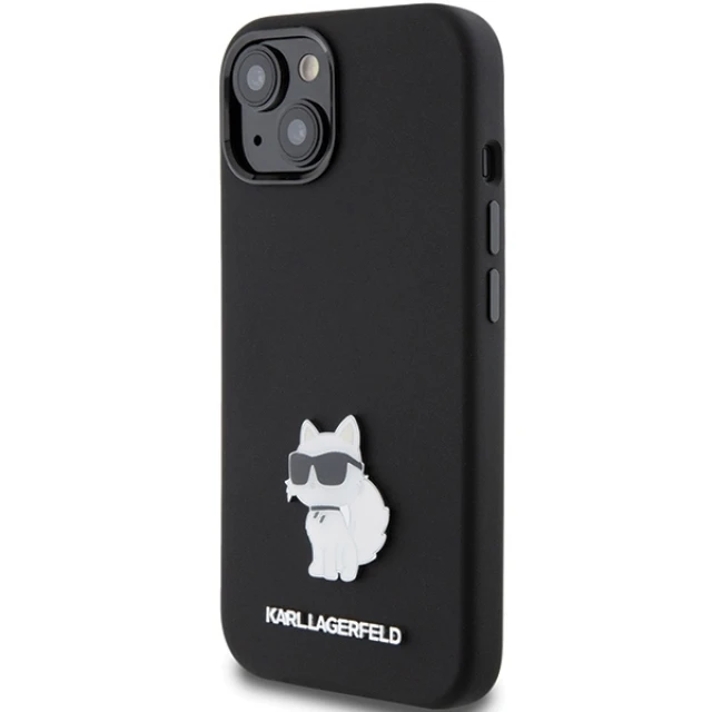 Чохол Karl Lagerfeld Silicone Choupette Metal Pin для iPhone 15 Plus Black (KLHCP15MSMHCNPK)