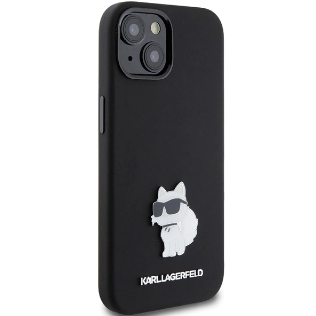Чохол Karl Lagerfeld Silicone Choupette Metal Pin для iPhone 15 Plus Black (KLHCP15MSMHCNPK)