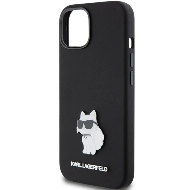 Чохол Karl Lagerfeld Silicone Choupette Metal Pin для iPhone 15 Plus Black (KLHCP15MSMHCNPK)