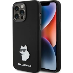 Чохол Karl Lagerfeld Silicone Choupette Metal Pin для iPhone 15 Pro Max Black (KLHCP15XSMHCNPK)