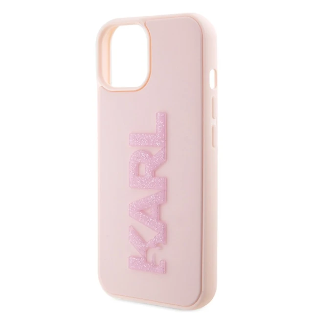 Чохол Karl Lagerfeld 3D Rubber Glitter Logo для iPhone 15 Plus Pink (KLHCP15M3DMBKCP)