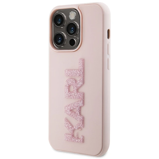 Чохол Karl Lagerfeld 3D Rubber Glitter Logo для iPhone 15 Pro Max Pink (KLHCP15X3DMBKCP)
