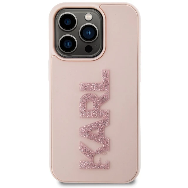 Чохол Karl Lagerfeld 3D Rubber Glitter Logo для iPhone 15 Pro Max Pink (KLHCP15X3DMBKCP)