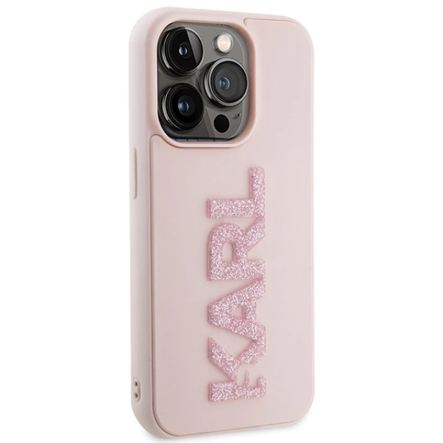 Чохол Karl Lagerfeld 3D Rubber Glitter Logo для iPhone 15 Pro Max Pink (KLHCP15X3DMBKCP)