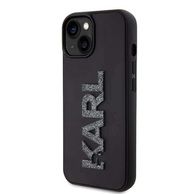 Чохол Karl Lagerfeld 3D Rubber Glitter Logo для iPhone 15 Black (KLHCP15S3DMBKCK)