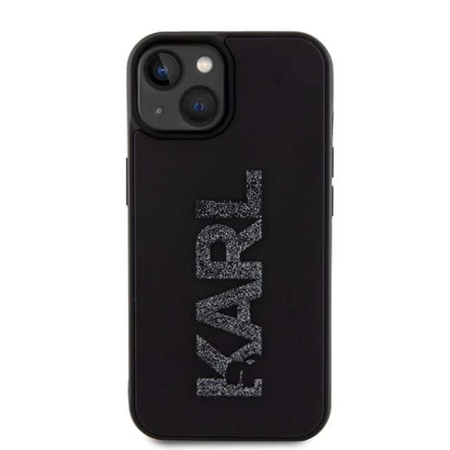 Чохол Karl Lagerfeld 3D Rubber Glitter Logo для iPhone 15 Black (KLHCP15S3DMBKCK)