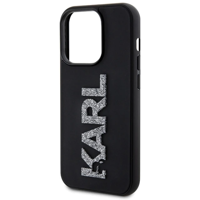 Чехол Karl Lagerfeld 3D Rubber Glitter Logo для iPhone 15 Pro Black (KLHCP15L3DMBKCK)