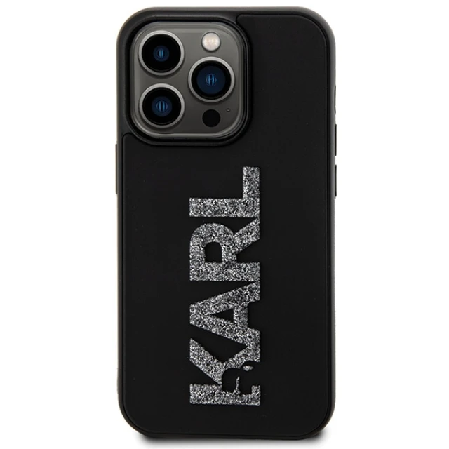 Чохол Karl Lagerfeld 3D Rubber Glitter Logo для iPhone 15 Pro Max Black (KLHCP15X3DMBKCK)