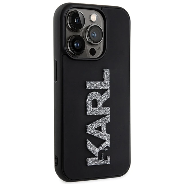 Чохол Karl Lagerfeld 3D Rubber Glitter Logo для iPhone 15 Pro Max Black (KLHCP15X3DMBKCK)