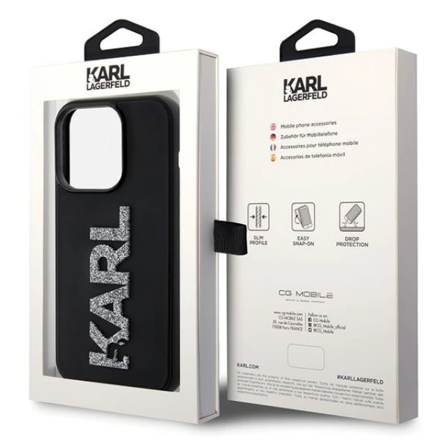 Чохол Karl Lagerfeld 3D Rubber Glitter Logo для iPhone 15 Pro Max Black (KLHCP15X3DMBKCK)
