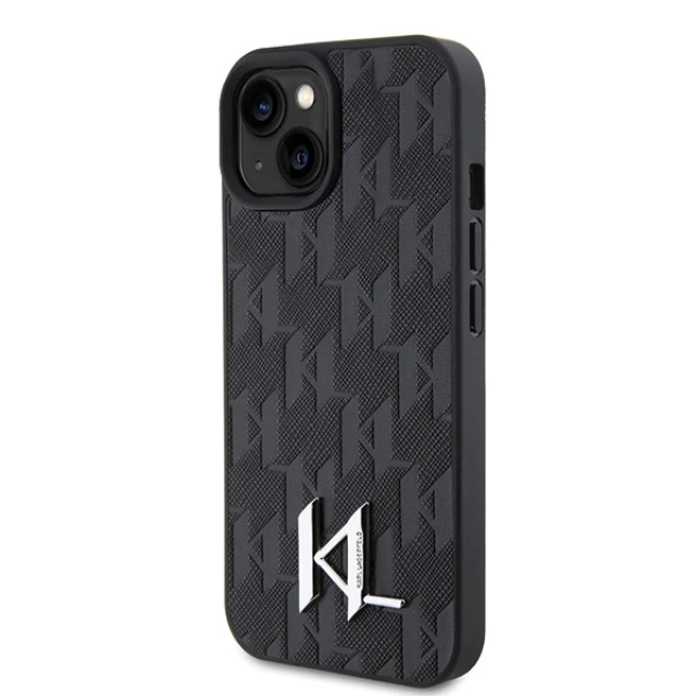 Чохол Karl Lagerfeld Leather Monogram Hot Stamp Metal Logo для iPhone 15 Black (KLHCP15SPKLPKLK)