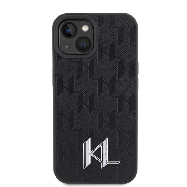 Чохол Karl Lagerfeld Leather Monogram Hot Stamp Metal Logo для iPhone 15 Black (KLHCP15SPKLPKLK)