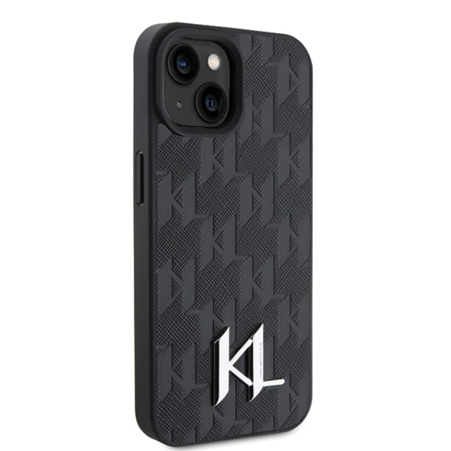Чохол Karl Lagerfeld Leather Monogram Hot Stamp Metal Logo для iPhone 15 Black (KLHCP15SPKLPKLK)