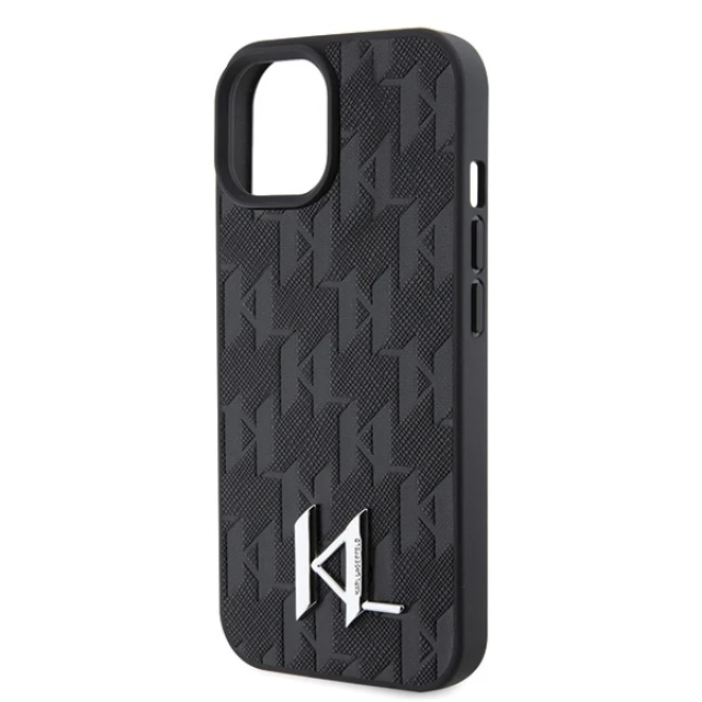 Чохол Karl Lagerfeld Leather Monogram Hot Stamp Metal Logo для iPhone 15 Black (KLHCP15SPKLPKLK)