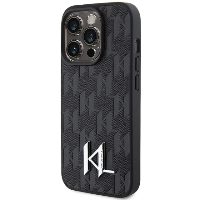 Чохол Karl Lagerfeld Leather Monogram Hot Stamp Metal Logo для iPhone 15 Pro Black (KLHCP15LPKLPKLK)