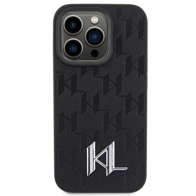 Чохол Karl Lagerfeld Leather Monogram Hot Stamp Metal Logo для iPhone 15 Pro Black (KLHCP15LPKLPKLK)