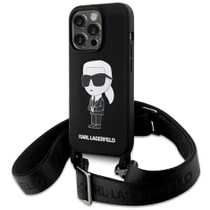 Чохол Karl Lagerfeld Crossbody Silicone Ikonik для iPhone 15 Pro Max Black (KLHCP15XSCBSKNK)
