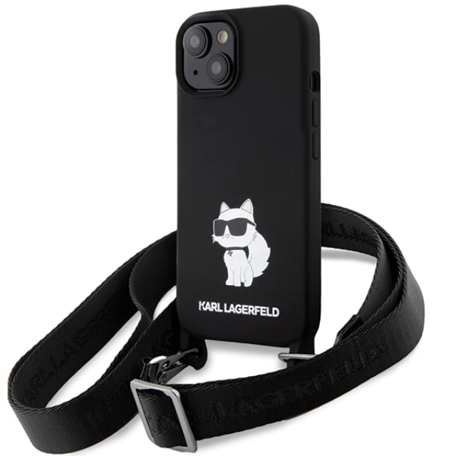 Чохол Karl Lagerfeld Crossbody Silicone Choupette для iPhone 15 Black (KLHCP15SSCBSCNK)