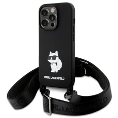 Чохол Karl Lagerfeld Crossbody Silicone Choupette для iPhone 15 Pro Max Black (KLHCP15XSCBSCNK)