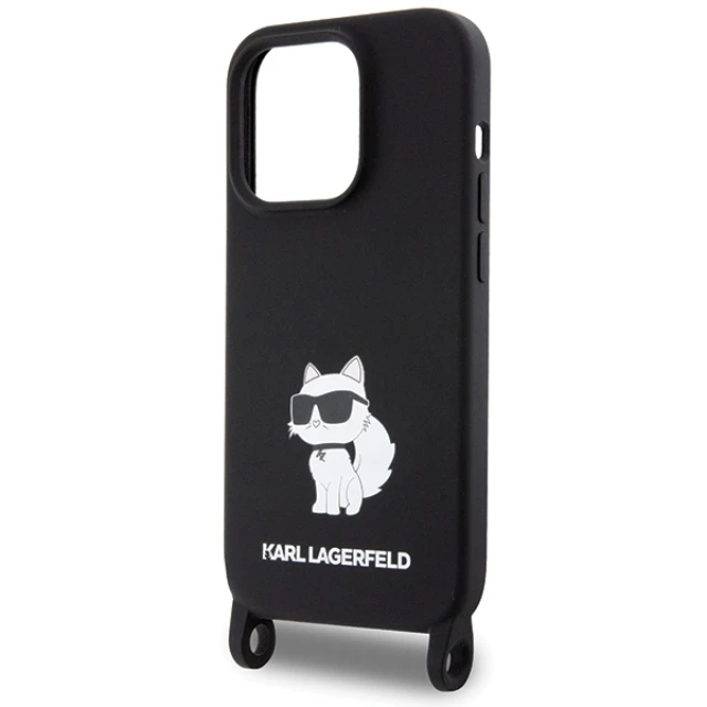 Чохол Karl Lagerfeld Crossbody Silicone Choupette для iPhone 15 Pro Max Black (KLHCP15XSCBSCNK)