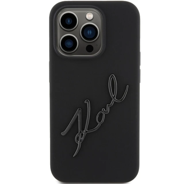 Чохол Karl Lagerfeld Silicone Karl Script для iPhone 15 Pro Black (KLHCP15LSKSBMCK)