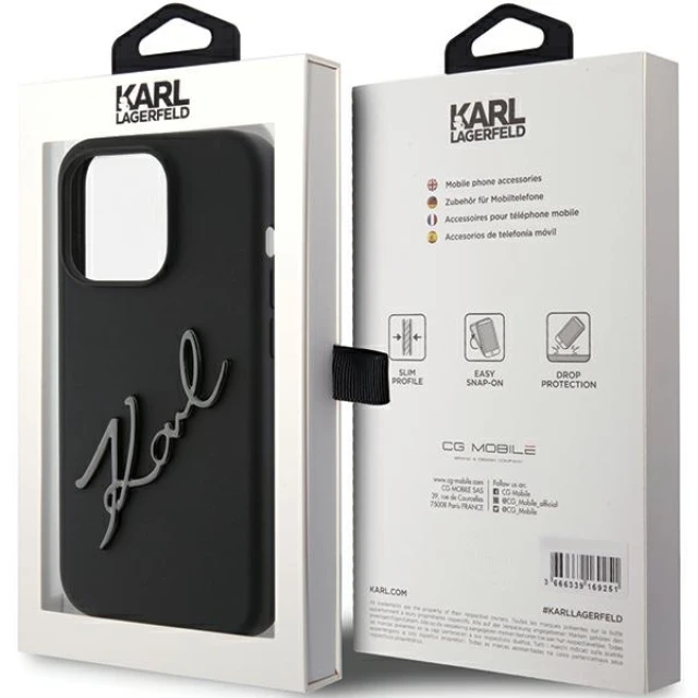 Чохол Karl Lagerfeld Silicone Karl Script для iPhone 15 Pro Black (KLHCP15LSKSBMCK)