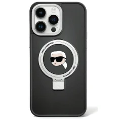Чохол Karl Lagerfeld Ring Stand Karl Head для iPhone 15 Plus Black with MagSafe (KLHMP15MHMRSKHK)