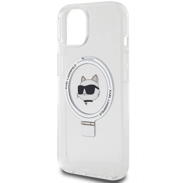 Чохол Karl Lagerfeld Ring Stand Choupette Head для iPhone 15 White with MagSafe (KLHMP15SHMRSCHH)