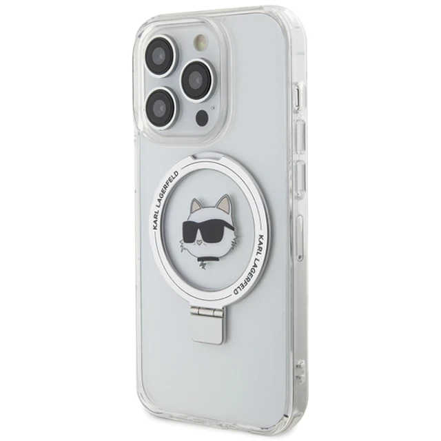 Чохол Karl Lagerfeld Ring Stand Choupette Head для iPhone 15 Pro Max White with MagSafe (KLHMP15XHMRSCHH)