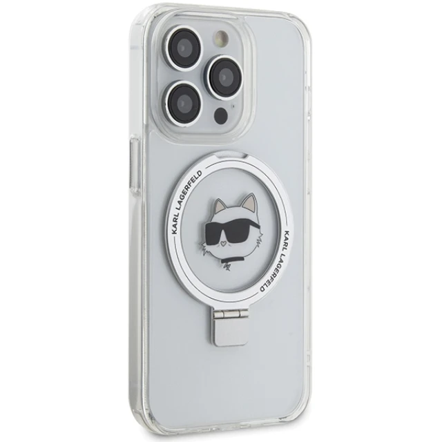 Чохол Karl Lagerfeld Ring Stand Choupette Head для iPhone 15 Pro Max White with MagSafe (KLHMP15XHMRSCHH)