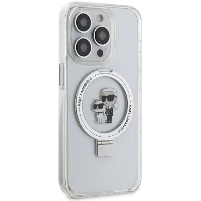 Чохол Karl Lagerfeld Ring Stand Karl&Choupette для iPhone 13 | 13 Pro White with MagSafe (KLHMP13LHMRSKCH)