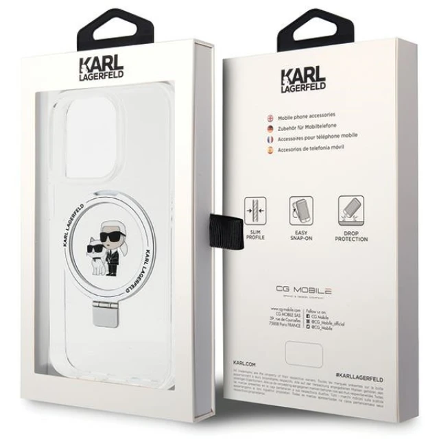 Чохол Karl Lagerfeld Ring Stand Karl&Choupette для iPhone 13 | 13 Pro White with MagSafe (KLHMP13LHMRSKCH)