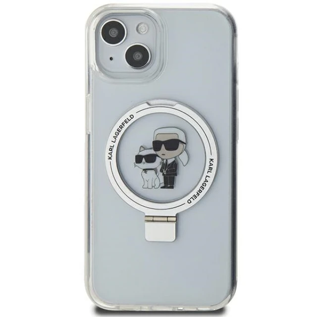 Чохол Karl Lagerfeld Ring Stand Karl&Choupette для iPhone 15 | 14 | 13 White with MagSafe (KLHMP14SHMRSKCH)