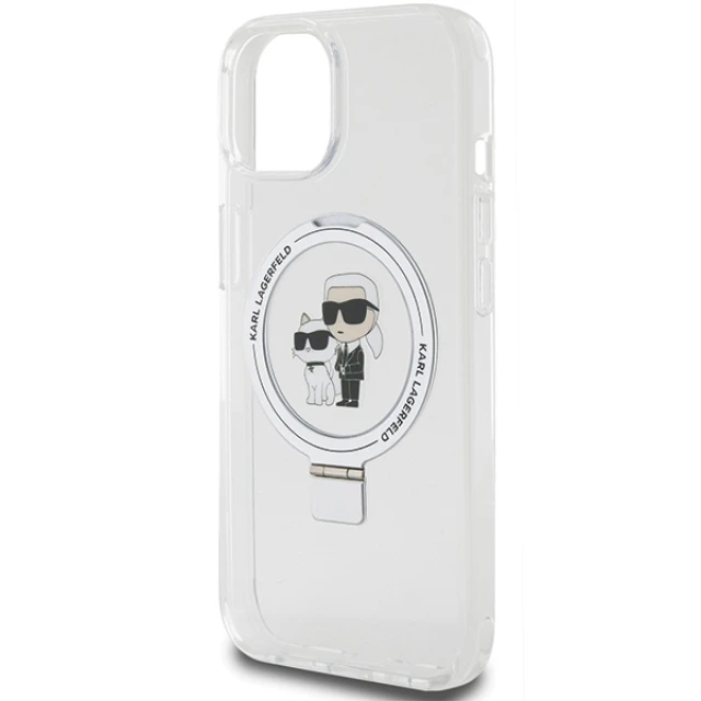Чохол Karl Lagerfeld Ring Stand Karl&Choupette для iPhone 15 | 14 | 13 White with MagSafe (KLHMP14SHMRSKCH)