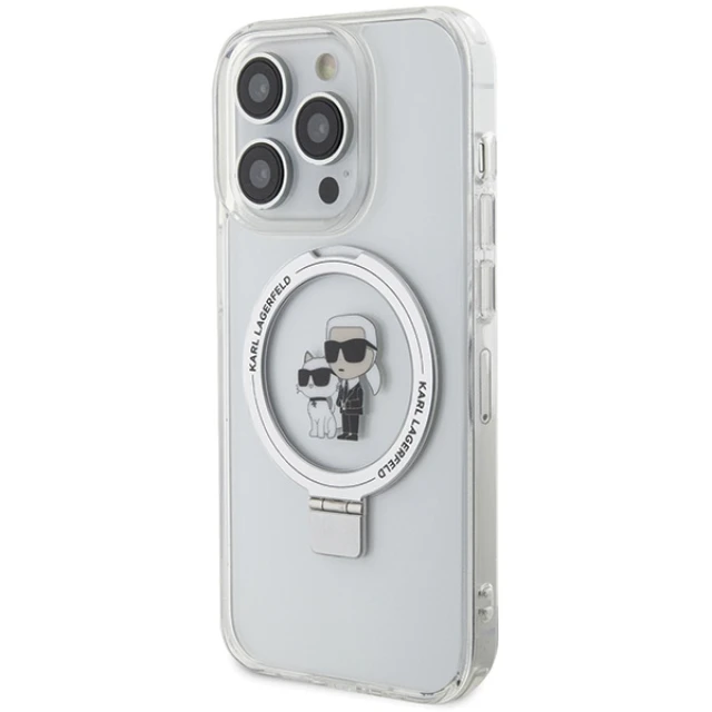 Чохол Karl Lagerfeld Ring Stand Karl&Choupettte для iPhone 14 Pro White with MagSafe (KLHMP15LHMRSKCH)