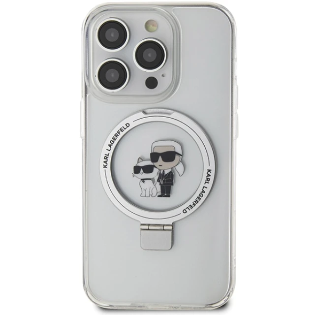 Чохол Karl Lagerfeld Ring Stand Karl&Choupettte для iPhone 14 Pro White with MagSafe (KLHMP15LHMRSKCH)