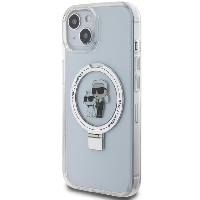 Чохол Karl Lagerfeld Ring Stand Karl&Choupettte для iPhone 15 White with MagSafe (KLHMP15SHMRSKCH)