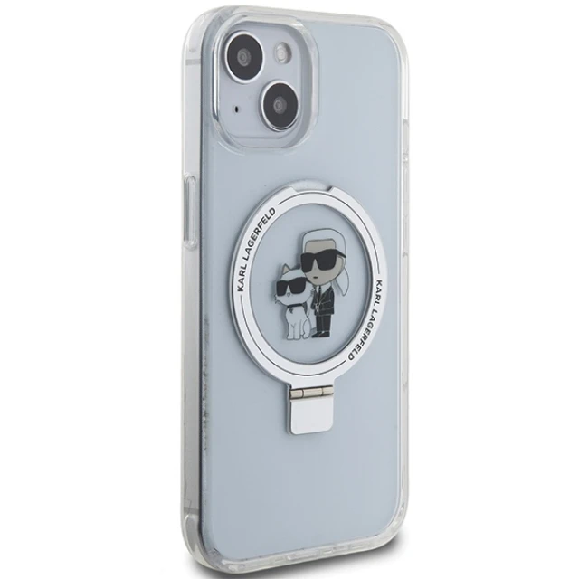 Чохол Karl Lagerfeld Ring Stand Karl&Choupettte для iPhone 15 White with MagSafe (KLHMP15SHMRSKCH)