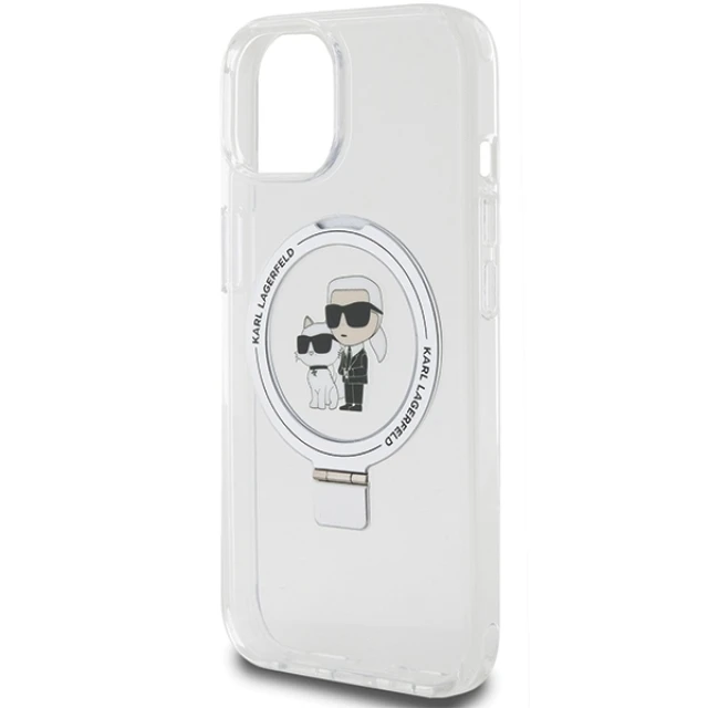 Чохол Karl Lagerfeld Ring Stand Karl&Choupettte для iPhone 15 White with MagSafe (KLHMP15SHMRSKCH)