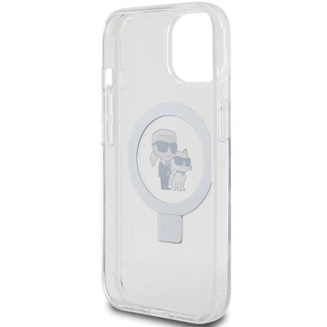 Чохол Karl Lagerfeld Ring Stand Karl&Choupettte для iPhone 15 White with MagSafe (KLHMP15SHMRSKCH)
