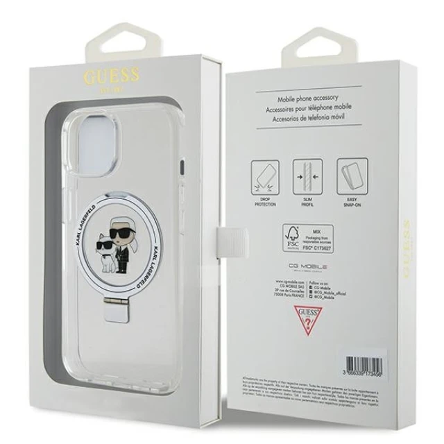 Чохол Karl Lagerfeld Ring Stand Karl&Choupettte для iPhone 15 White with MagSafe (KLHMP15SHMRSKCH)