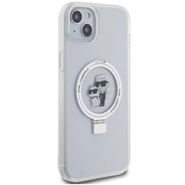 Чохол Karl Lagerfeld Ring Stand Karl&Choupettte для iPhone 15 Plus White with MagSafe (KLHMP15MHMRSKCH)