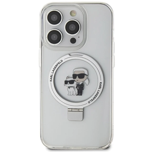 Чохол Karl Lagerfeld Ring Stand Karl&Choupettte для iPhone 15 Pro Max White with MagSafe (KLHMP15XHMRSKCH)