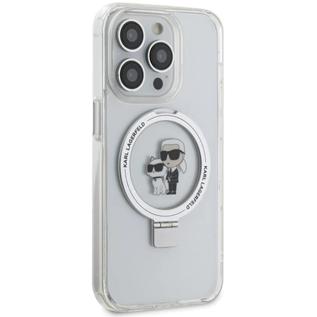 Чохол Karl Lagerfeld Ring Stand Karl&Choupettte для iPhone 15 Pro Max White with MagSafe (KLHMP15XHMRSKCH)