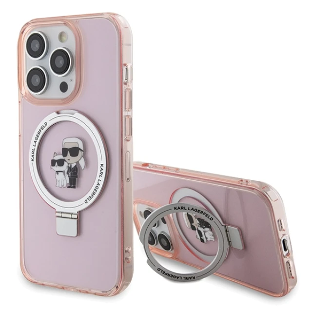 Чохол Karl Lagerfeld Ring Stand Karl&Choupettte для iPhone 15 Pro Max Pink with MagSafe (KLHMP15XHMRSKCP)