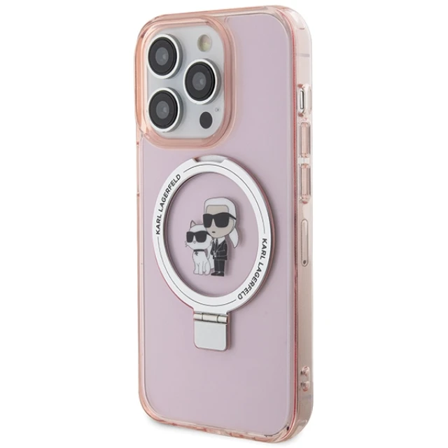 Чохол Karl Lagerfeld Ring Stand Karl&Choupettte для iPhone 15 Pro Max Pink with MagSafe (KLHMP15XHMRSKCP)