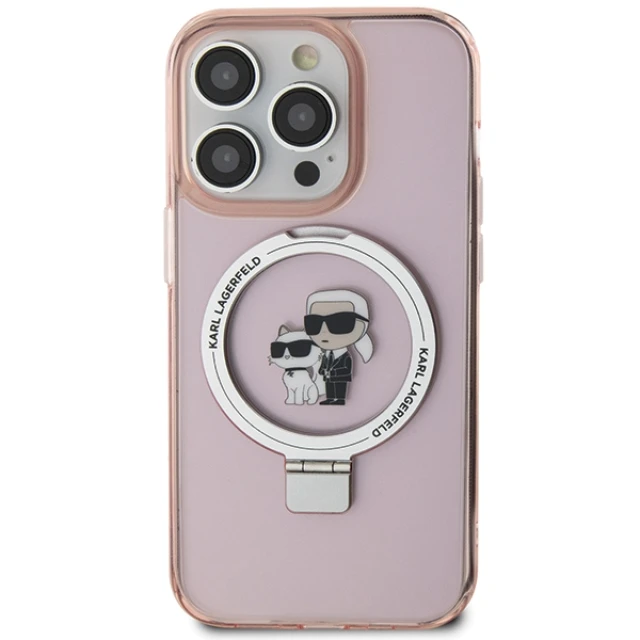 Чохол Karl Lagerfeld Ring Stand Karl&Choupettte для iPhone 15 Pro Max Pink with MagSafe (KLHMP15XHMRSKCP)
