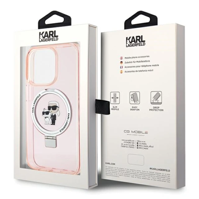 Чохол Karl Lagerfeld Ring Stand Karl&Choupettte для iPhone 15 Pro Max Pink with MagSafe (KLHMP15XHMRSKCP)