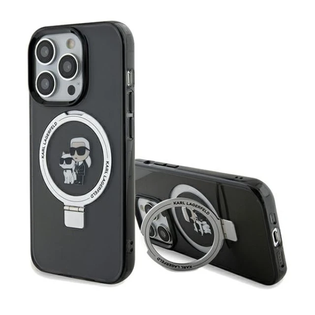 Чохол Karl Lagerfeld Ring Stand Karl&Choupette для iPhone 14 Pro Black with MagSafe (KLHMP14LHMRSKCK)